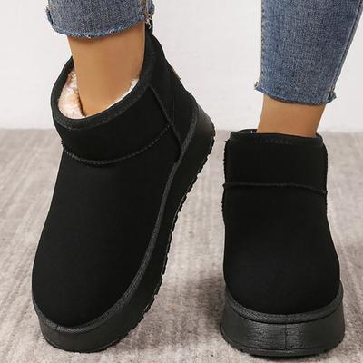 Модные корейские платформенные зимние сапоги из искусственного меха женские однотонные ботильоны на шнуровке женские нескользящие износостойкие боты женские