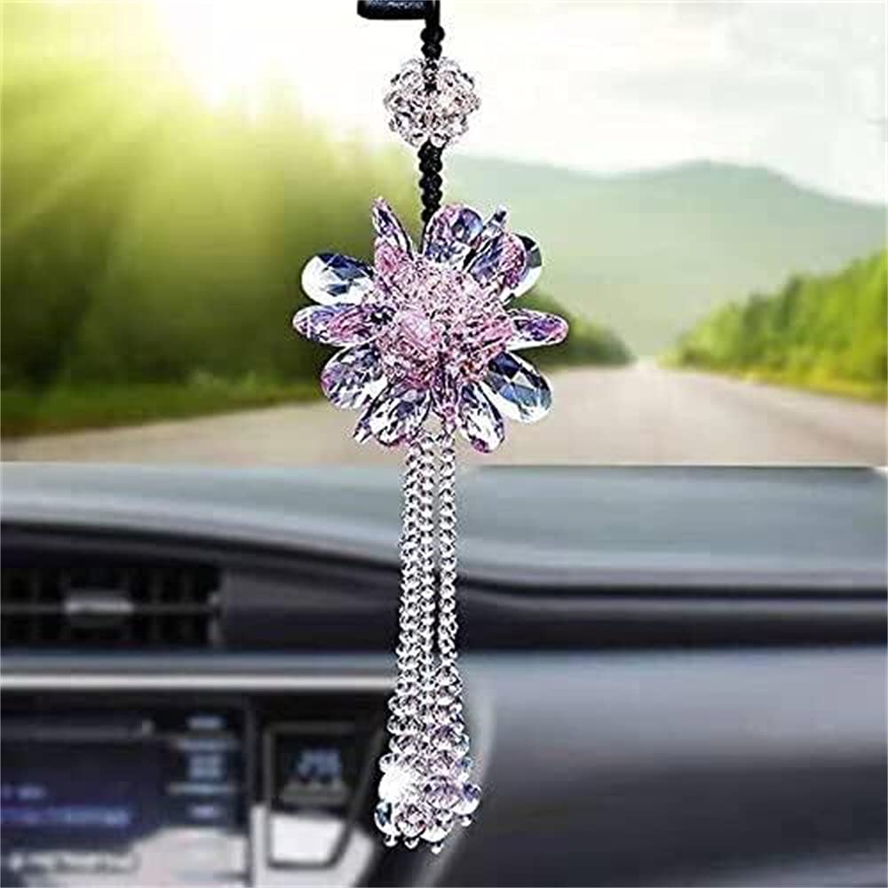 Автомобильный кулон, зеркало, украшение для салона автомобиля, подвесное украшение из кристаллов, подвеска для сумки, зеркало, хрустальная сумка (розовый)