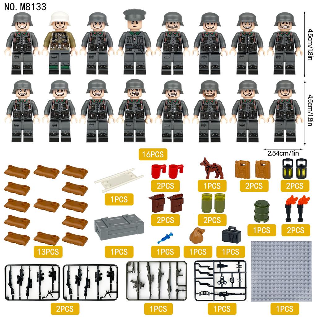Military Series WW2 Medic Trench Fort Scene Children's Building Blocks Toy