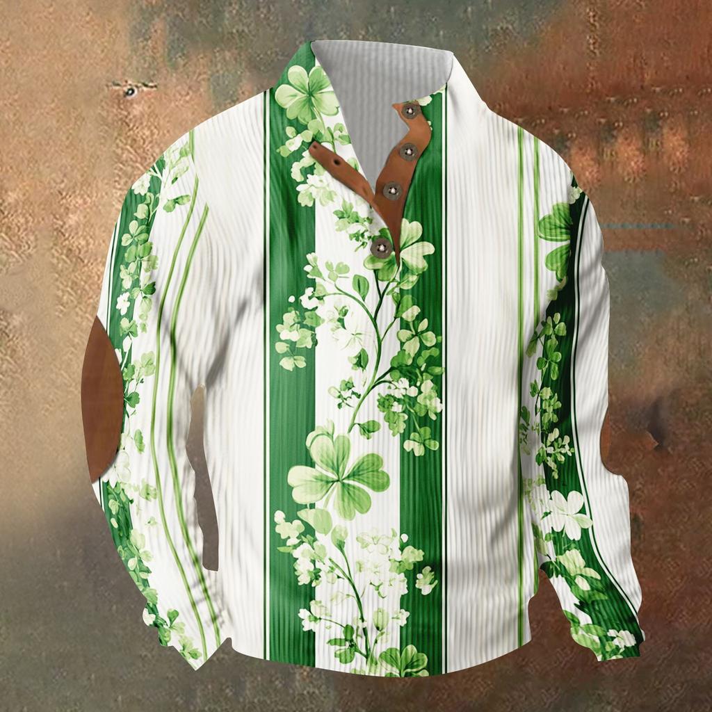 Трикотажный принт на 3 пуговицах - вельветовый мужской свитшот со стоячим воротником и карманом, повседневный свитшот на пуговицах для активного отдыха