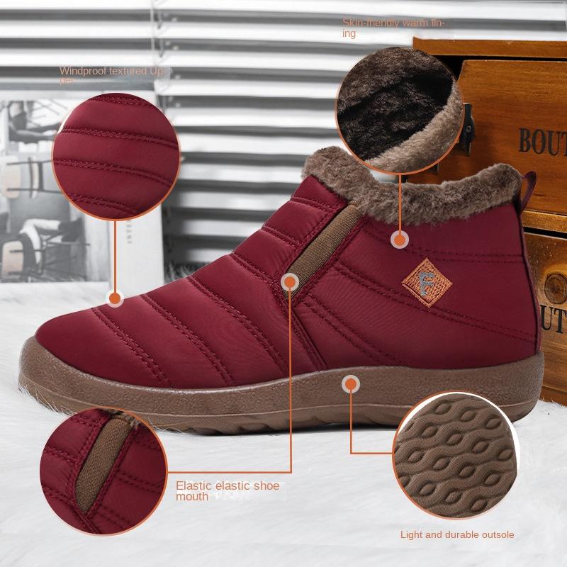 Зимняя обувь из полиуретана и хлопка, короткие бархатные толстые теплые зимние ботинки