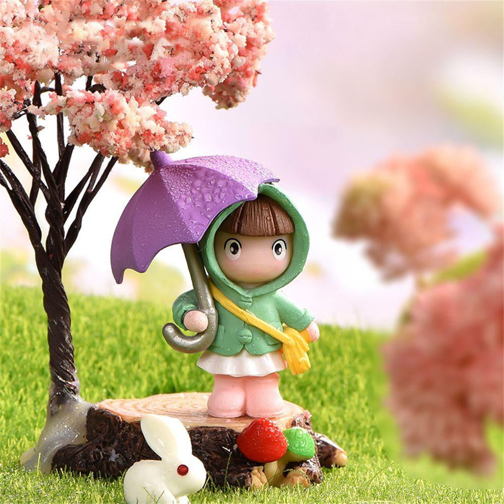 Cute Ornament Craft Desktop Miniature Figurine Micro Landscape Umbrella Girls Fairy Garden