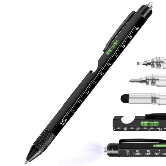 Многоцелевой инструмент ручка для мужчин светодиодная подсветка отвертка линейка стилус уровень открывалка для бутылок гаджеты 9-в-1 мультитул ручка