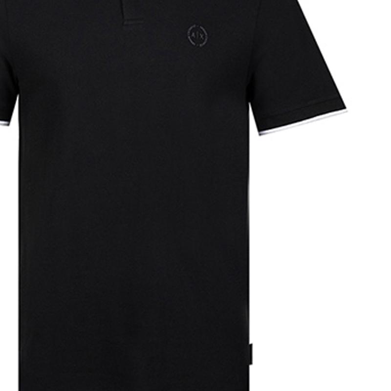 Armani Exchange Однотонная Поло-рубашка с Логотипом Повседневная Свободного Кроя С коротким Рукавом Мужские Топы Черный 8NZF75-Z8M5Z-1200