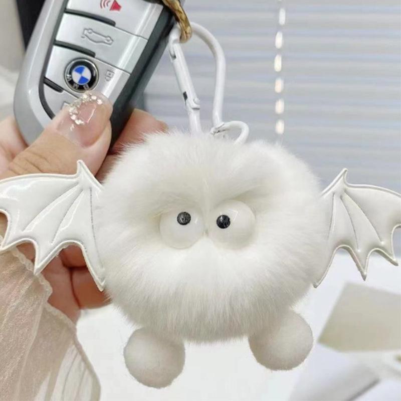 Cross-Border Plush Little Devil Soot Ball Faux Rex Rabbit Fur Pendant Keychain/Backpack Charm
