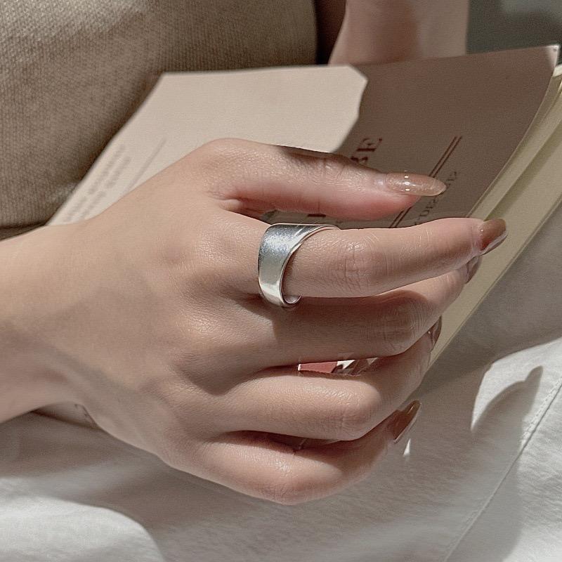 Xiaomi Кольца из стерлингового серебра 925 пробы для женщин Геометрические Тонкие ювелирные изделия На палец Регулируемое Широкое Гладкое Кольцо Для вечеринки Подарок на день рождения