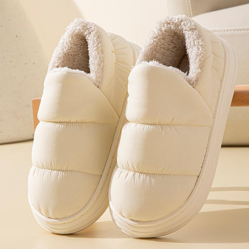 Зимние женские и мужские домашние водонепроницаемые тапочки из хлопка с бархатной подкладкой, толстой подошвой и каблуком