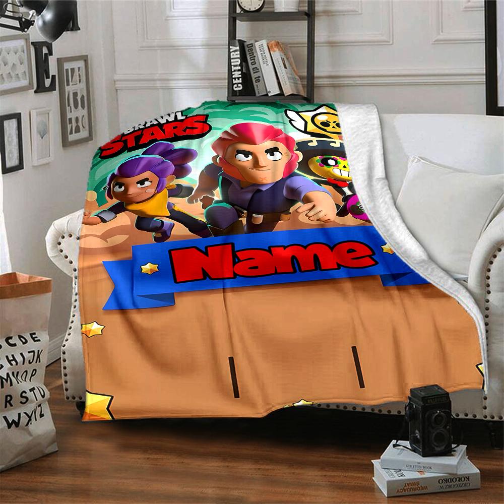 Customiz Name Personality Brawl Stars (3) Blanket Soft &Warm Sofa Office Bed Travel Lunch Break Blanket, Gift Suitable for All Seasons