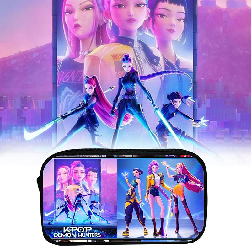 Kpop Охотники на демонов Студенческий пенал Мультяшный Вместительный пенал Канцелярские принадлежности Сумка для хранения косметики для девочки Подарки