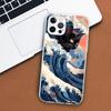 Эстетический чехол для телефона с изображением кота и морской волны для Apple iPhone 11 12 13 15 14 Pro 7 XR X XS Max 8 Plus + Mini SE, мягкий мягкий принт с индивидуальным принтом