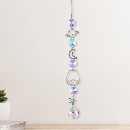 Stars Moon Sun Catcher Hanging Planets Ornament Prismatic Sun Catcher Rainbow Maker for Outdoor Garden Home Wall Decoration