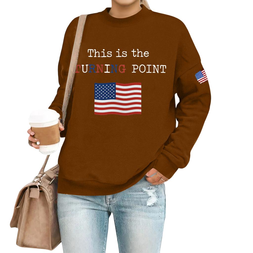 Women's Casual Fashion Round Neck Long Sleeve  Printed Sweatshirt