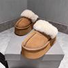 Women Fur Platform Suede Slippers Brand Flats Plush Cotton Shoes Winter Warm High Heels Shoes 2025 Trend Slingback Zapatos Mujer
