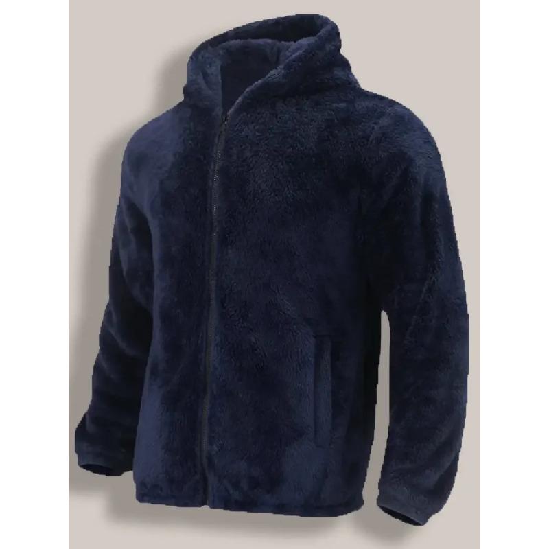 Men's Coral Fleece Jacket Hoodie Thickened Autumn Winter Warm Zipper Hooded New Arrival Comfortable Sweatshirt