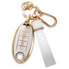 Чехол для автомобильного ключа с золотым краем и узором из камня с подвеской-брелком