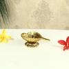 Leaf Shaped Diya In Metal Antique Golden 5.5 X 3 X 1.75 Inch