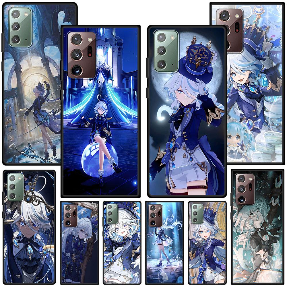 Genshin Impact Furina Case for Samsung Galaxy Note 20 Ultra 8 10 Lite 9 TPU Phone Cover Note 10 Plus Black Soft Shell Funda Capa