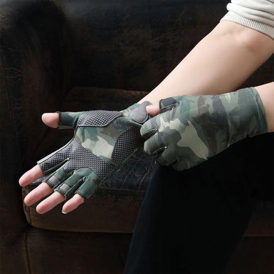 1 пара мужских перчаток для рыбалки, износостойкие охлаждающие перчатки с камуфляжным принтом и хорошей воздухопроницаемостью, перчатки для альпинизма на открытом воздухе и кемпинга