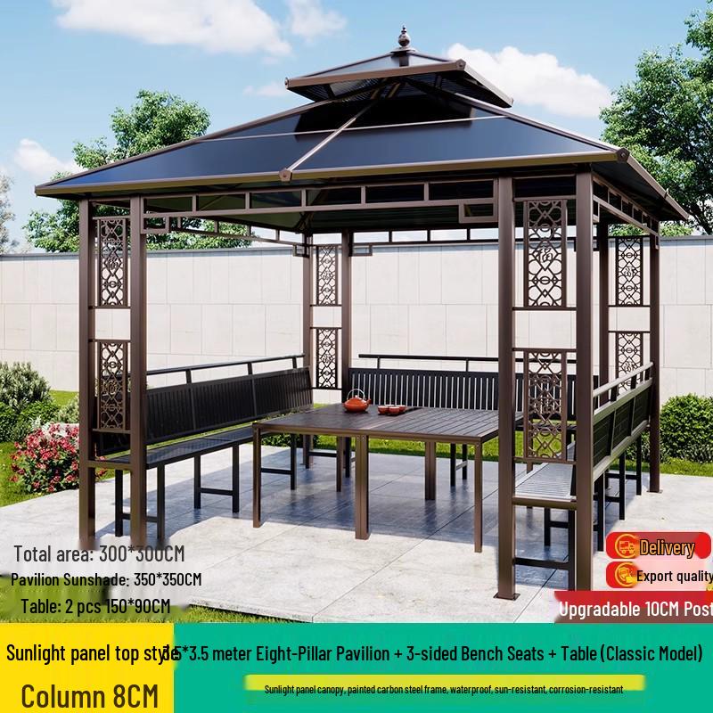 Aluminum Alloy Garden Gazebo: New Chinese Style Outdoor Courtyard Sunshade Pavilion