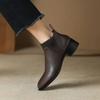 Ankle Boots for Women Leather Shoes Elastic Band Bare Boots Mid Heels Booties Winter Botas Mujer  Women Boots