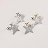 Temperament Super Shining Star Stud Earrings Women, Exquisite And Small Star-Shaped Zircon Two-Color Earrings