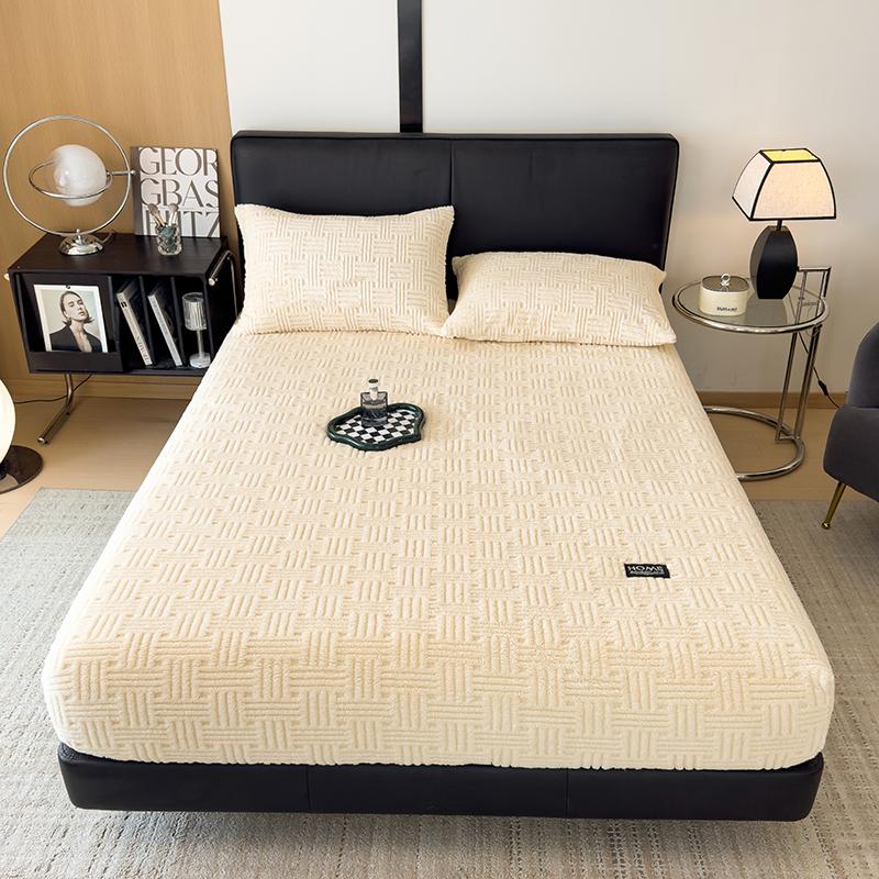 Горячая Зимняя Теплая Коралловый Флис Простыня на Резинке Эластичный Наматрасник Чехол Пушистый Плюшевый Постельное Белье Пара Двуспальная Кровать Кинг-Сайз