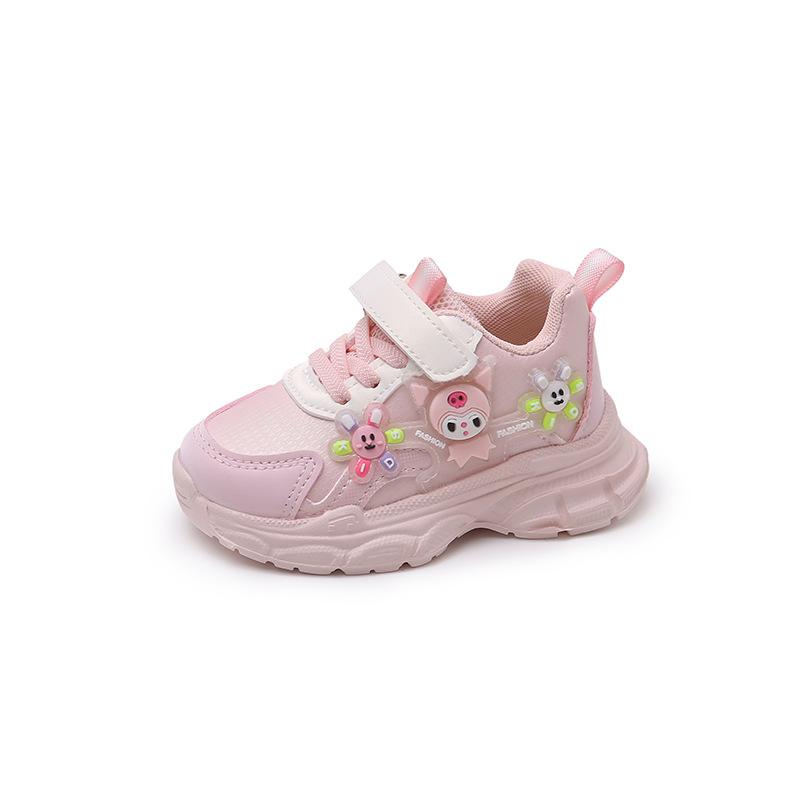 Кроссовки для девочки, легкие, мультяшные, папины кроссовки, весна и осень, со вспышкой, кожаные, мягкая подошва, женская повседневная обувь