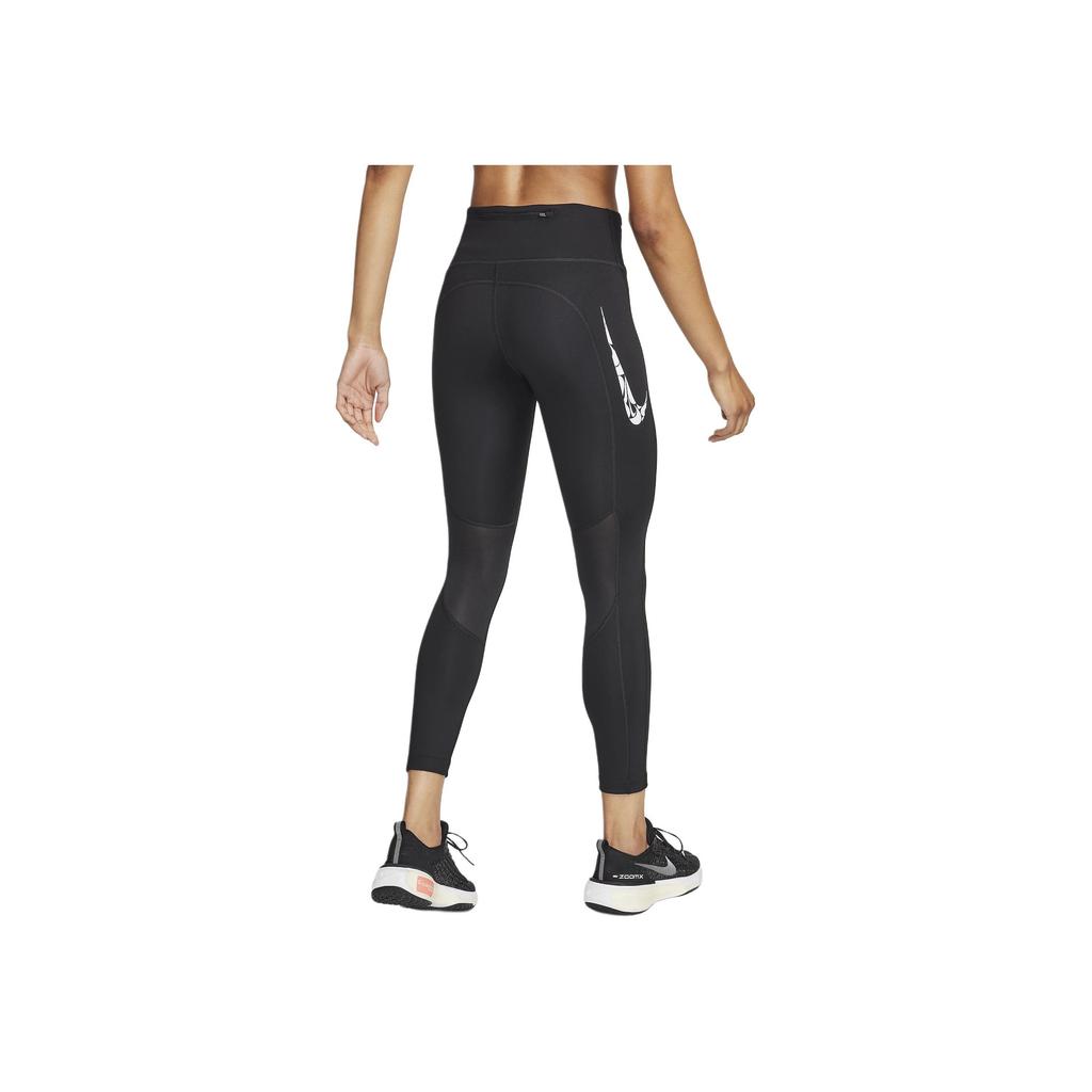 Nike Fast Large Logo Print Mid-Rise Pocket Design Leggings Women Leggings Black FN3268-010