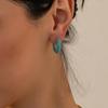 ZAKOL Gold Color-plated Turquoise Hoop Earrings for Women Girls Fashion Round Blue Beads Circle Earrings Huggies Zircon