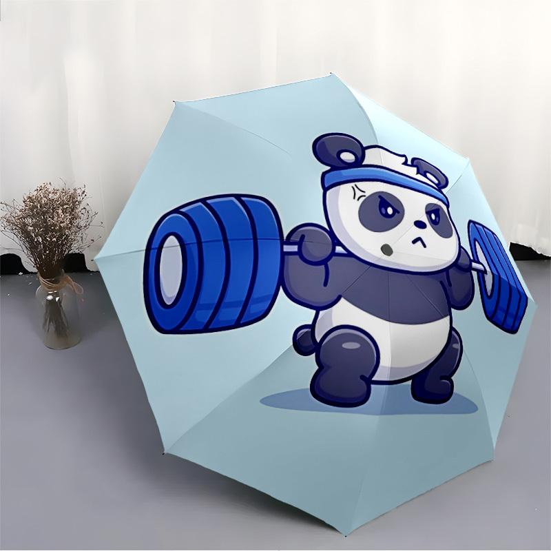 1 шт. Зонт-трость Panda Fitness с автоматическим открытием/закрытием, всесезонный, портативный, складной, для женщин и мужчин, для путешествий, на каждый день, для официальных мероприятий - Компактный, роскошный, от солнца