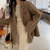 Coffee Loose-Fit Women's Suit Jacket - 2025 Hong Kong & Korean Style, Chic Casual with Back Vent for Spring & Autumn