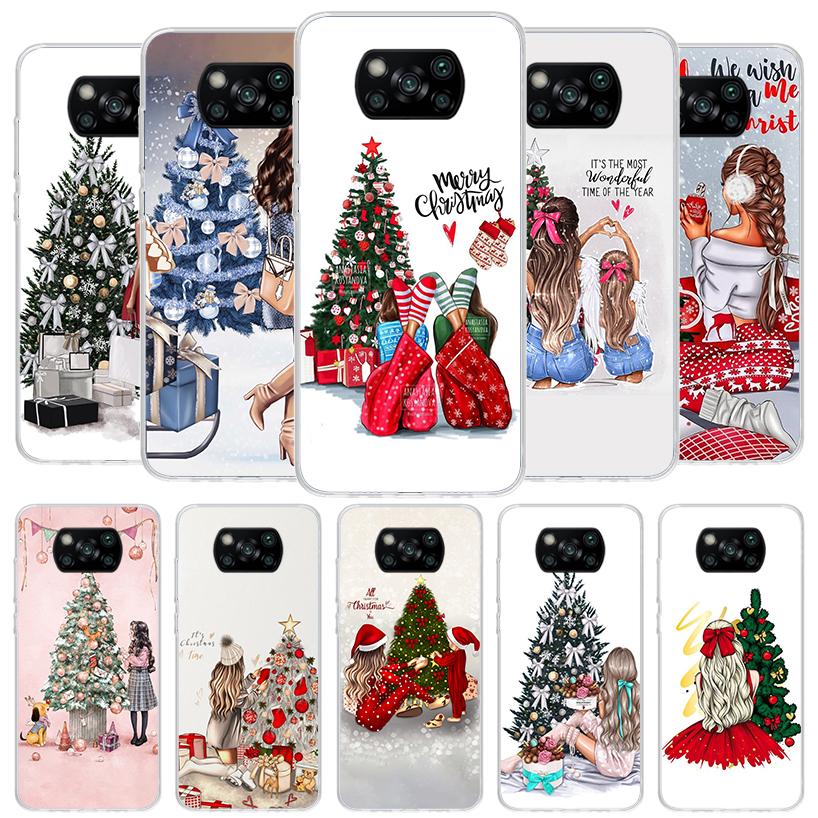 Christmas Girls Tree Gift Cover Phone Case For Xiaomi Poco F7 Ultra X7 X6 X5 Pro M7 Redmi 15C 15 13C 13 12C 12 10C 10 9A 9C 9T 9