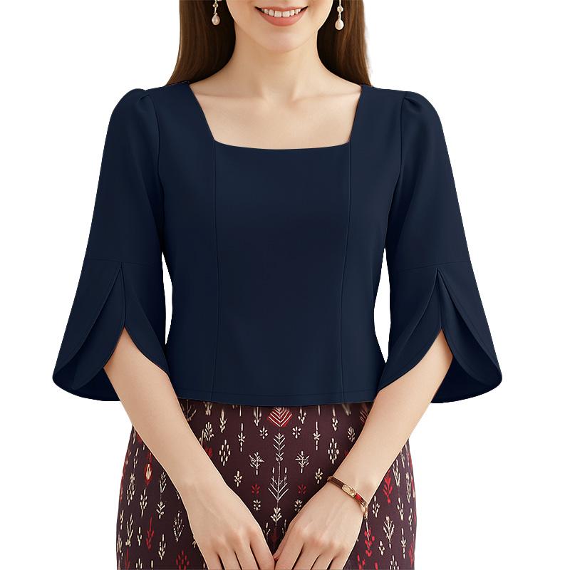 ZANZEA Женская элегантная блузка с квадратным вырезом, рукавом 3/4, летняя, повседневная