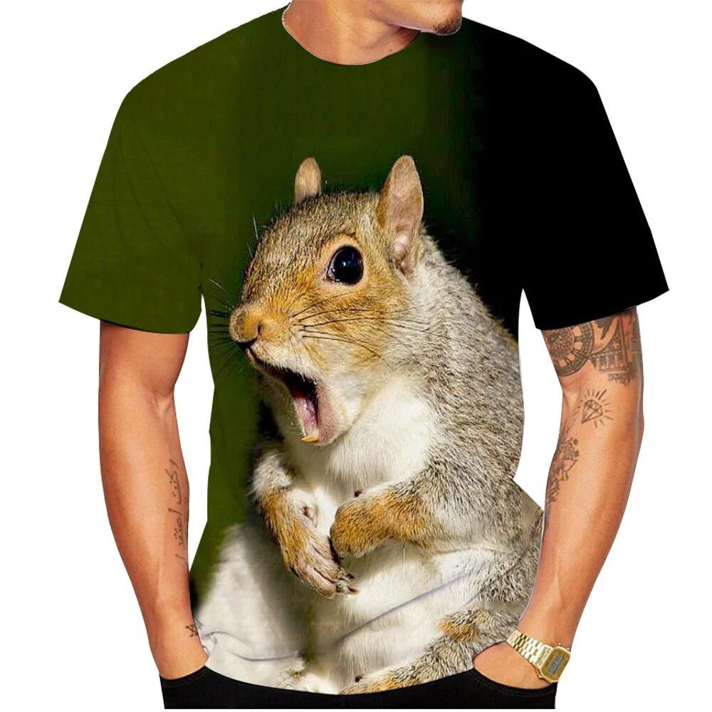 Summer Funny Squirrel 3D Print T-Shirts Streetwear Casual Men Women Fashion Short Sleeve T Shirt O-Neck Male Tees Tops Clothing