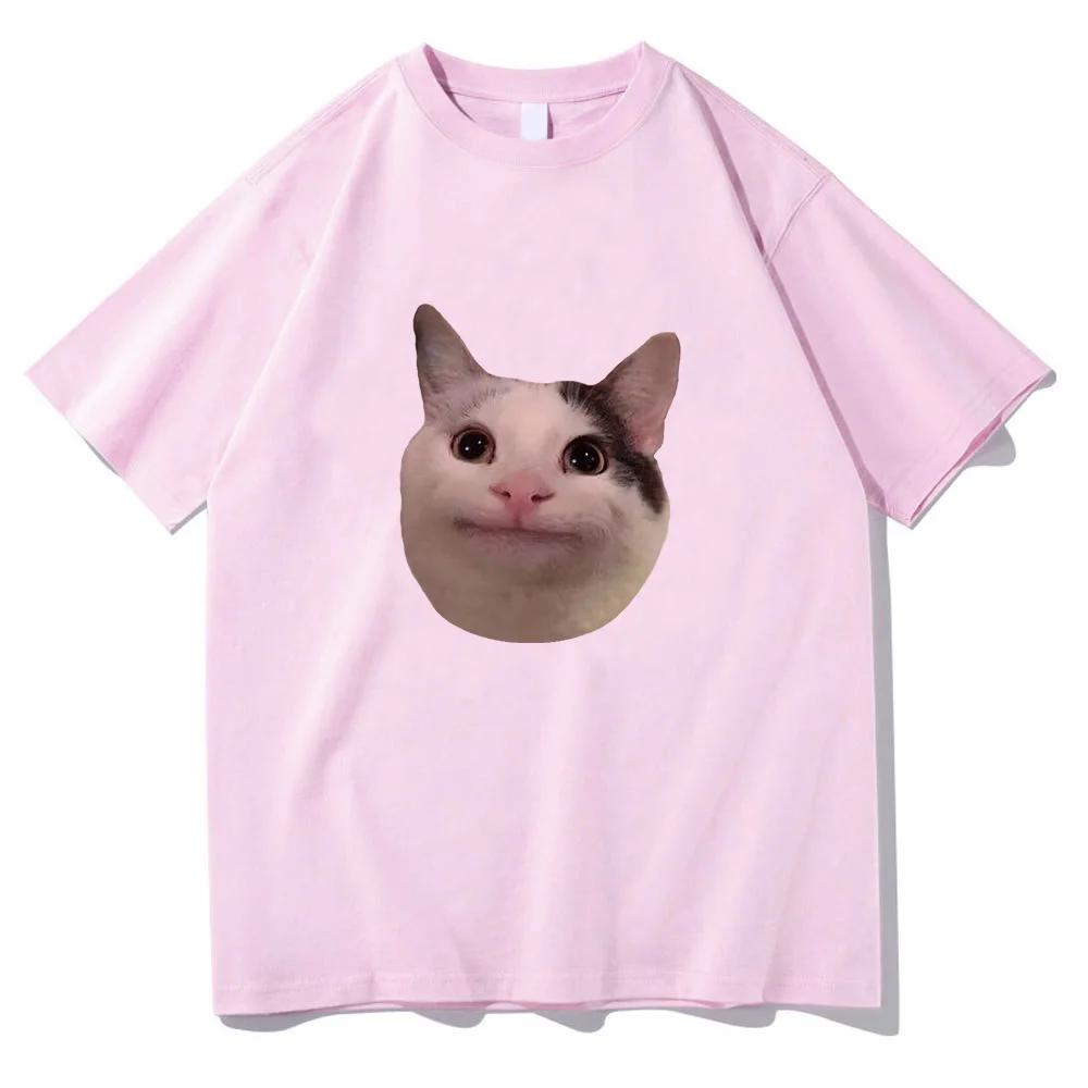 Женская футболка с коротким рукавом в стиле кошачьего мема с забавными узорами, удобная и мягкая повседневная футболка, забавная футболка для ежедневной носки