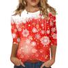 Women's Fashion Casual Seven Sleeve Christmas Printed Round Neck Top