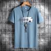 Summer Men Round Neck Cotton Short-sleeved Fashion Printed Casual  Men's Loose Sports T-shirt