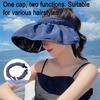 Women Sun Hat Empty Top Design Adjustable Fit Outdoor Wide Brim Sun Protection Hat Portable Roll-Up Hiking