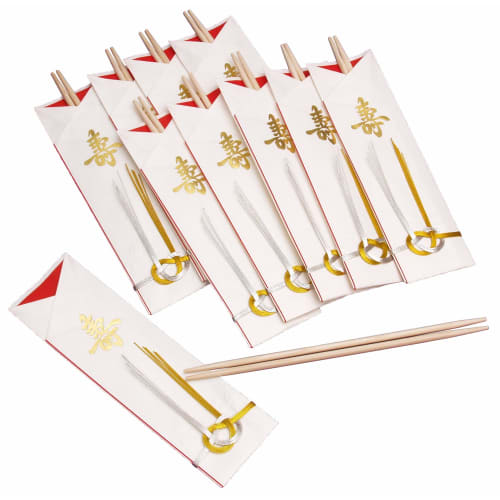 Sakai Sangyo Japanese Hinoki Chopsticks for Celebration (Set of 10) | Made in Japan, Disposable Chopsticks, Celebration Meal, Mizuhiki String, Double-