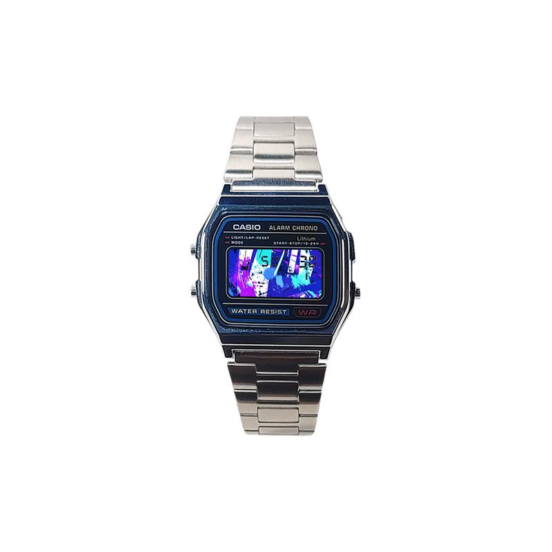 Casio Индивидуальные часы, модифицированная серия, Сверкающее купольное стекло, Цветное крутое модифицированное стекло, Серебристый пластиковый корпус, Модные часы A158WA-1