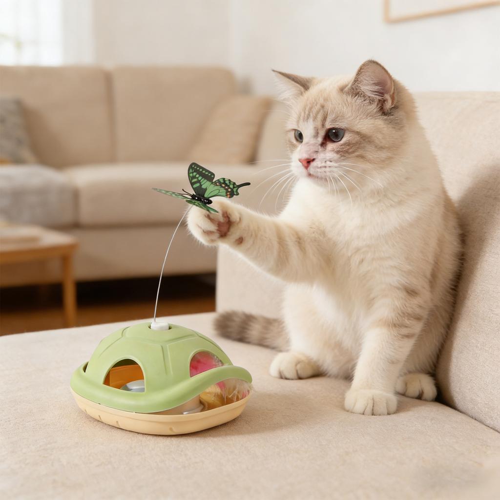 Электрическая автоматическая вращающаяся игрушка-бабочка для кошек - Интерактивная игрушка для домашних животных в форме черепахи для самостоятельных развлечений и стимуляции охотничьих инстинктов кошек