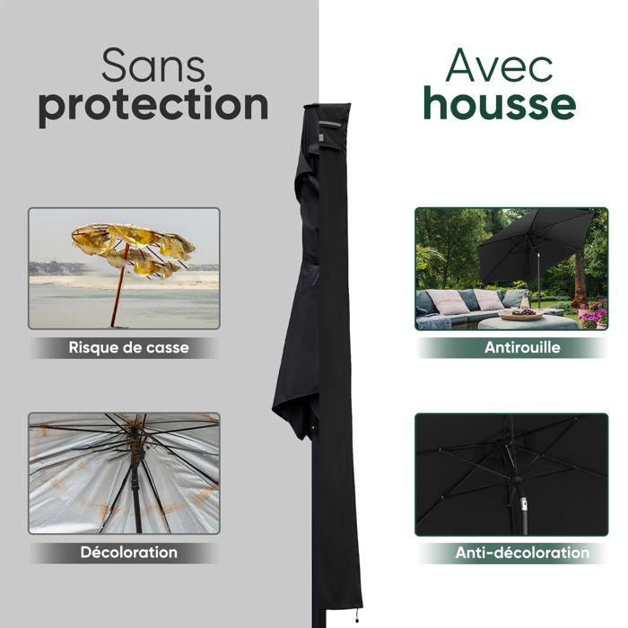 Sekey Housse de Protection pour Parasol - Tissu Oxford 600D Imperméable et Anti-UV, Taille 220 x 30/50 cm, Poignées Rembourrées