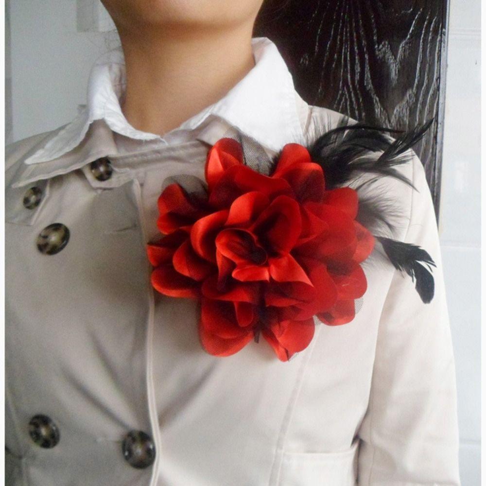 Тканевые аксессуары ручной работы, большая брошь с цветком, костюм, свитер, булавка для пальто, брошь из ткани, художественные булавки для лацканов