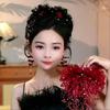 Tassel Hair Claw Feather Flower Pearls Hair Accessories Elegant Grasping Clip  for Girl