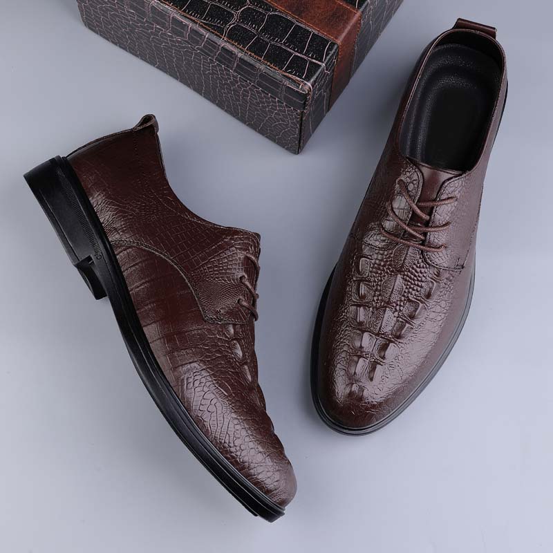 Модные мужские туфли-оксфорды из натуральной кожи с крокодиловым узором, повседневная мужская обувь, деловая обувь для мужчин, универсальные мужские свадебные туфли