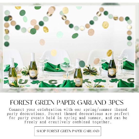 NICROLANDEE Wedding Party Decorations - 3 Pack Sage Green Dots Paper Garland String Hanging Backdrop for St Patricks Day Rustic Wedding, Neutral Baby