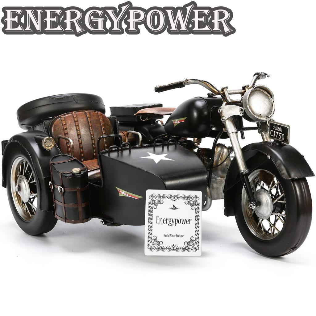 EnergyPower Changjiang 750 Vintage Bike 36cm Large Size Steel Model Deluxe Edition Handmade Finished Product Scale Retro Motorcycle Sidecar Military