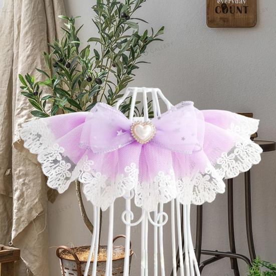 Cat Lace Collar Faux Pearl Decoration Soft Comfortable Pet Cat Dog Bowknot Saliva Towel Daily Collocation