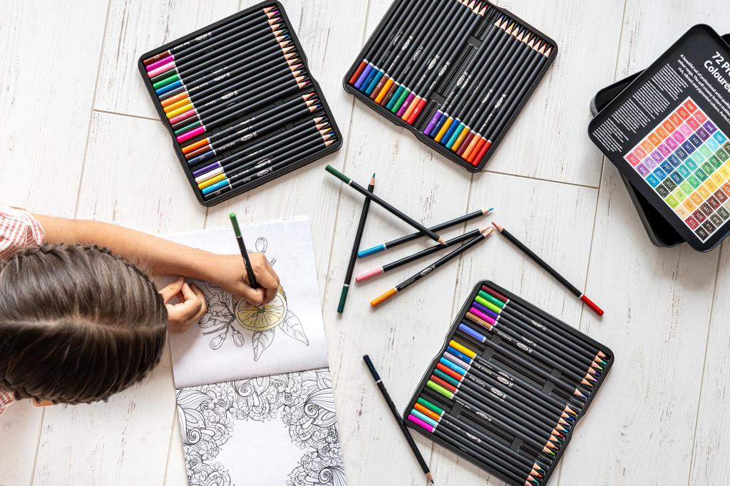 72 Professional Wooden Colored Pencils For Drawing And Coloring In Metal Etui