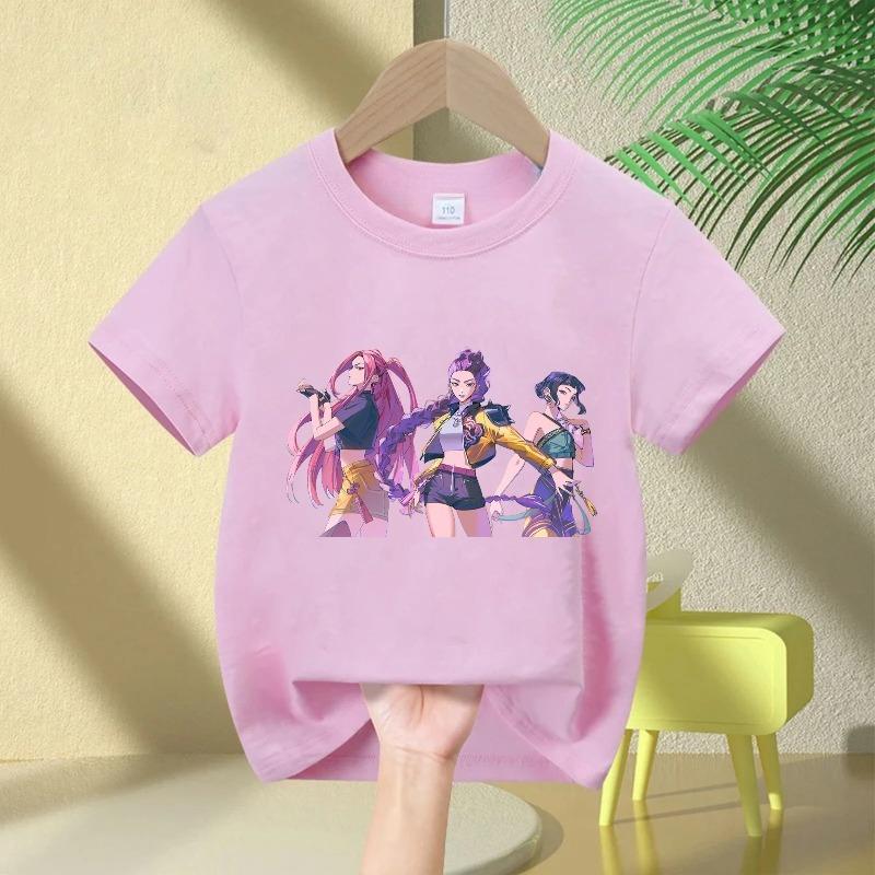 K-pop Охотник на демонов Мультфильм Аниме Детский Модный Повседневный Топ с Круглым Вырезом Детская Футболка